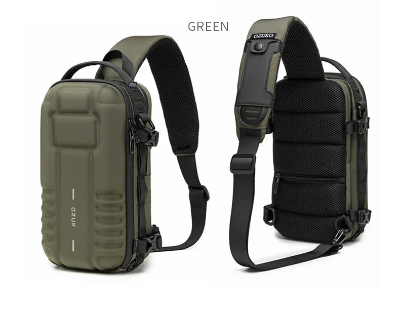 OZUKO Hard Shell Fashion Men Chest Bag Outdoor Sports Tactical Male Sling Shoulder Bag Large Capacity Waterproof Crossbody Bags