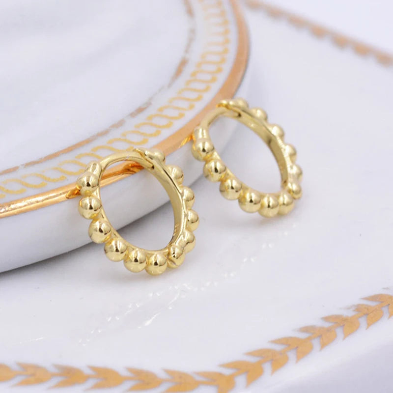 925 Sterling Silver 6mm 8mm 10mm Classic Round Gold Huggie Hoop Earrings for Women Men Tiny Huggie Rock Earrings Jewelry Gifts