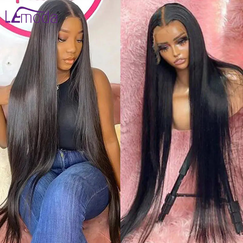 13x6 HD Lace Frontal Wig 13x4 Lace Front Human Hair Wigs Lemoda Remy Wig For Women 34 32 Inch Straight Transparent Lace Wig