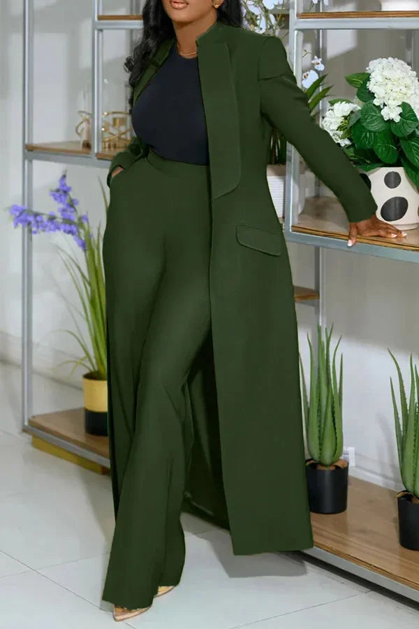 Women's Set Full Sleeve X-Long Blazer Coat+ Long Pant Suit 2025 Spring Streetwear Two 2 Piece Set Africa OL Work Outfits