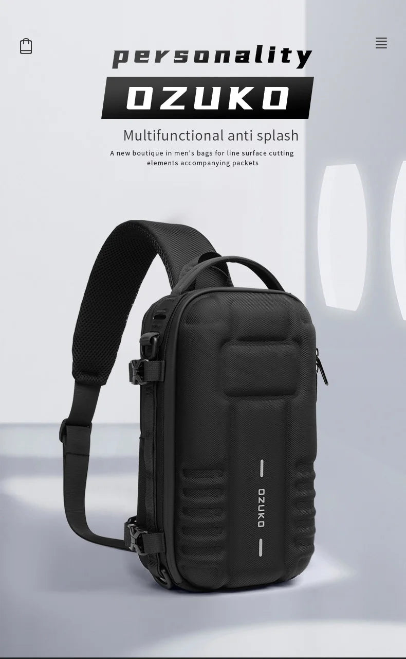 OZUKO Hard Shell Fashion Men Chest Bag Outdoor Sports Tactical Male Sling Shoulder Bag Large Capacity Waterproof Crossbody Bags