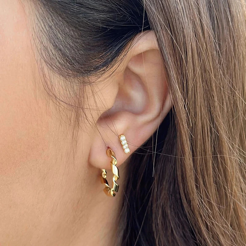 925 Sterling Silver 6mm 8mm 10mm Classic Round Gold Huggie Hoop Earrings for Women Men Tiny Huggie Rock Earrings Jewelry Gifts