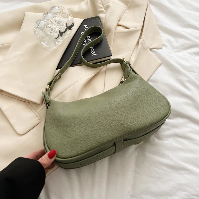 LEFTSIDE Shoulder Side Bags For Women Leather Female New 2025 Spring Trend Fashion Saddle Bag Green Handbags And Purses