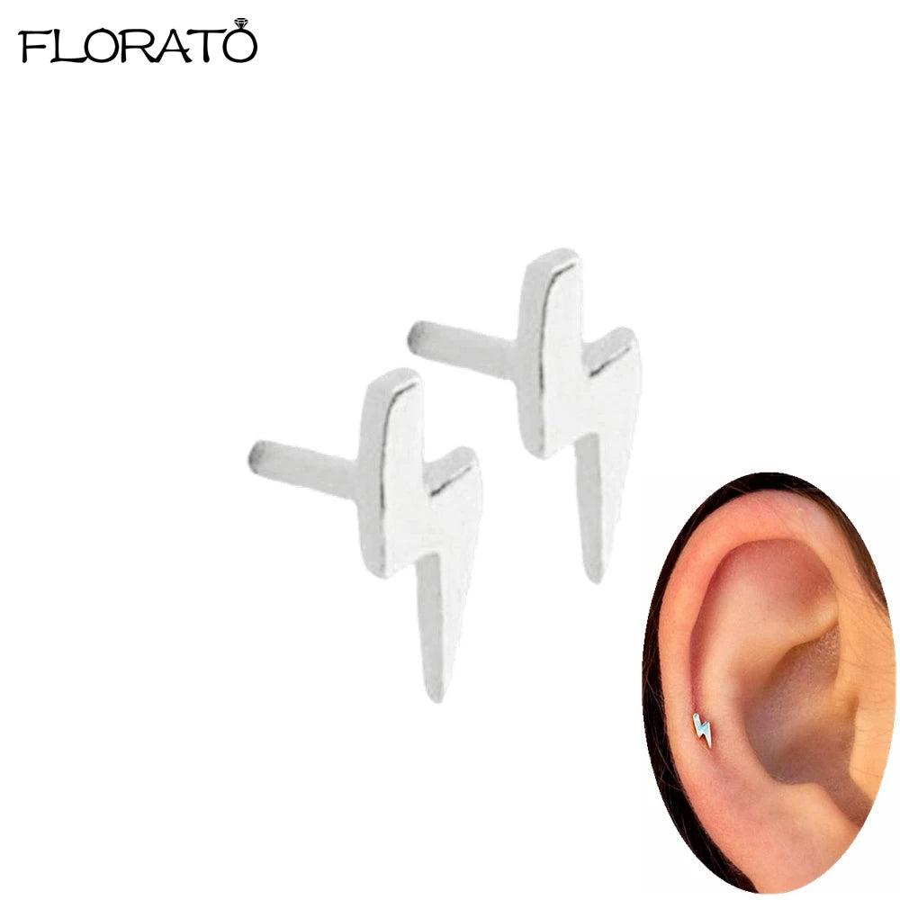 925 Sterling Silver Needle Lightning Pendant Earrings Charming Pave Crystal Gold Hoop Earrings for Women Fashion Jewelry Gifts