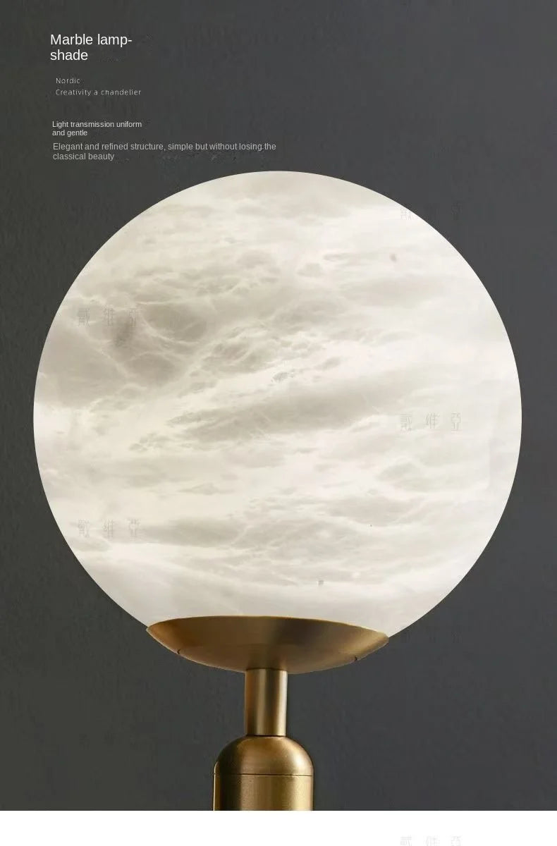 Modern Alabaster Pendant Light Round Ball Marble  Hanging Lamp For Bedroom Kitchen Island Dining Room Bedside Lights