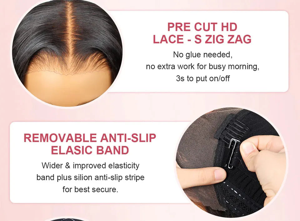 Straight Pull Go 13x6 Lace Wig with Elastic Drawstring 13x6 HD Lace Frontal Wig 5x5 Glueless Wigs Human Hair 13x4 Lace Front Wig