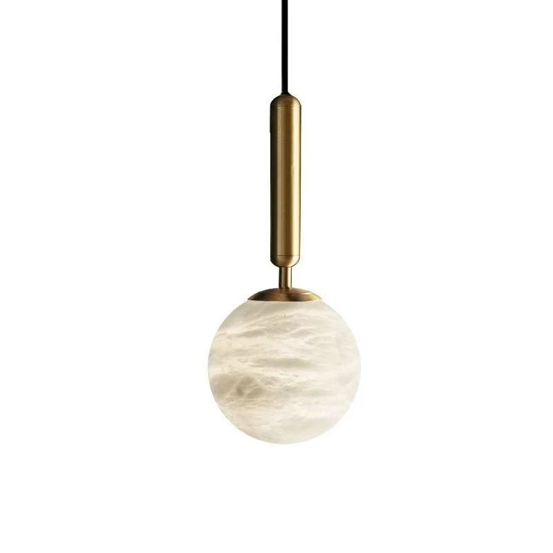 Modern Alabaster Pendant Light Round Ball Marble  Hanging Lamp For Bedroom Kitchen Island Dining Room Bedside Lights