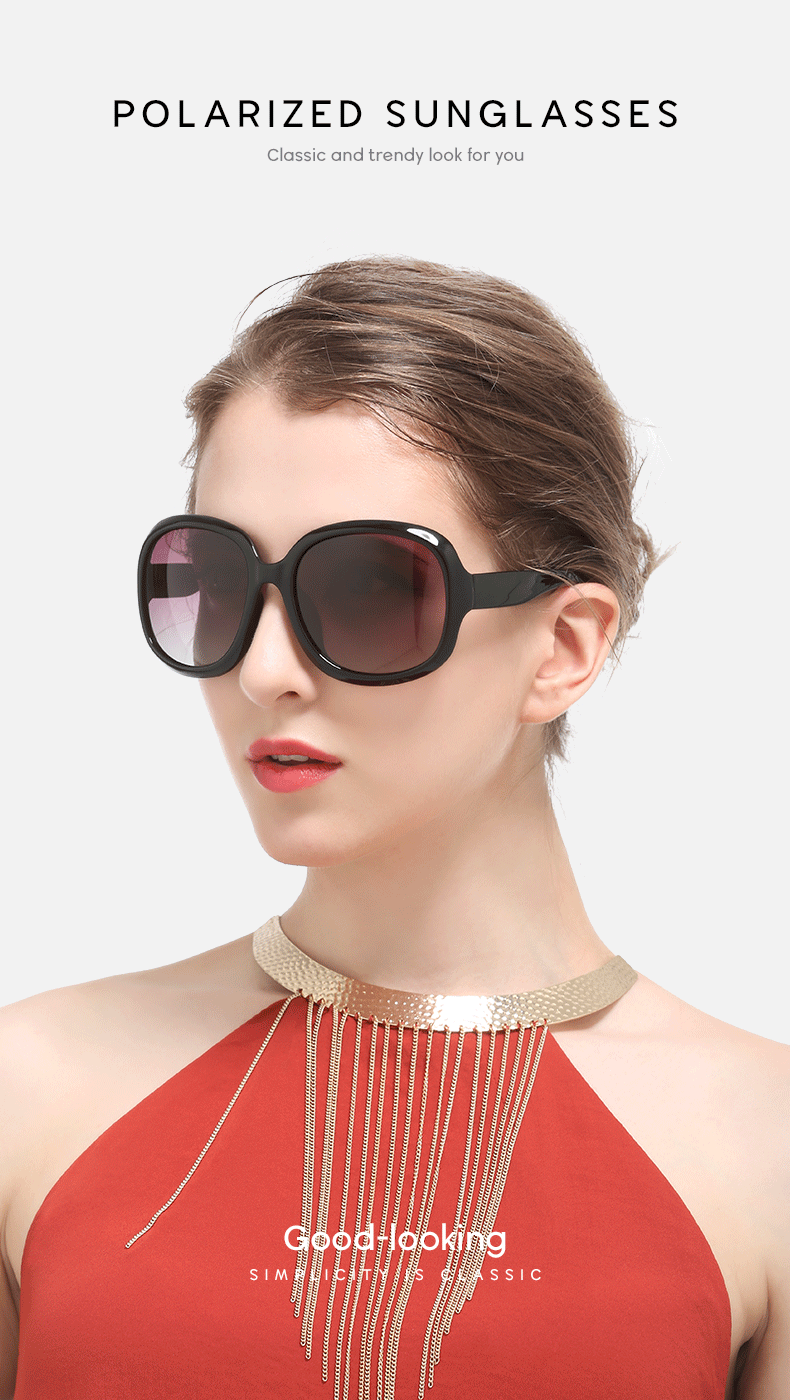 Polarized women's sunglasses oversized fashionable sunglasses UV400 protection fashionable and simple sports 100% UV protection