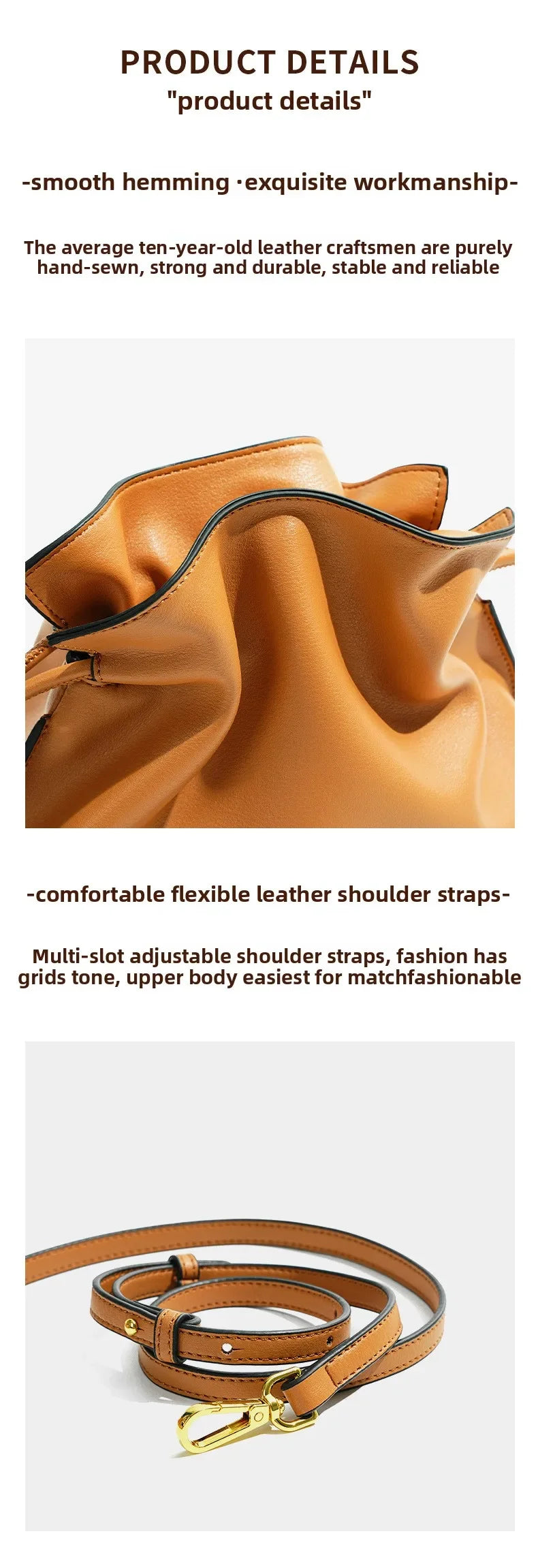 Classic Flamenco Lucky Bag, Genuine Leather Cloud Bag with Drawstring, Shoulder Bucket Bag for Women, Autumn and Winter