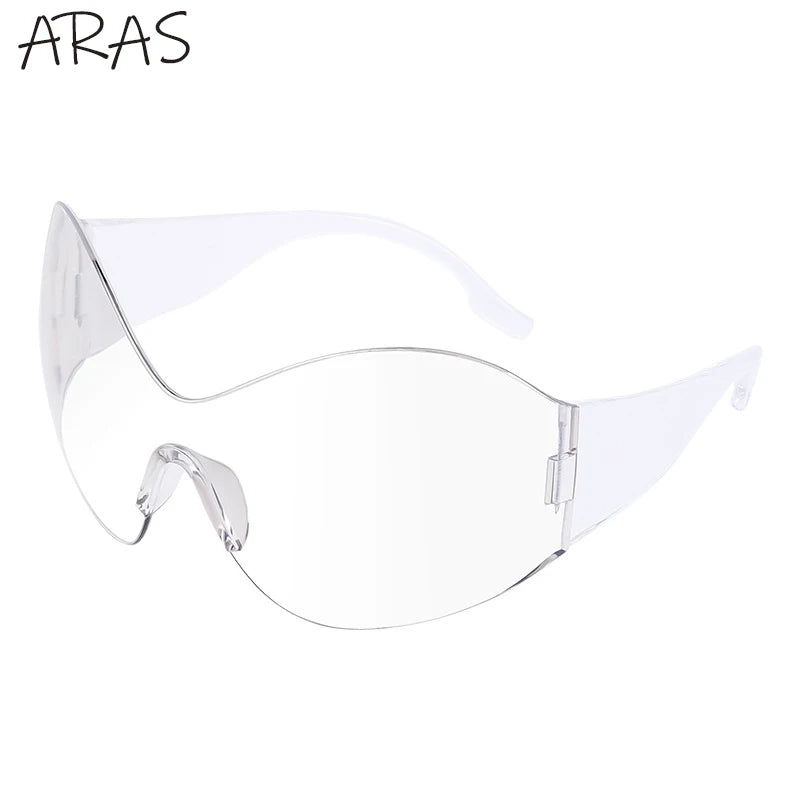 Y2K Oversized Rimless Sunglasses Women Men Luxury Brand Trend Steampunk Mask Butterfly Sun Glasses Lady Retro 2000's Punk Shades