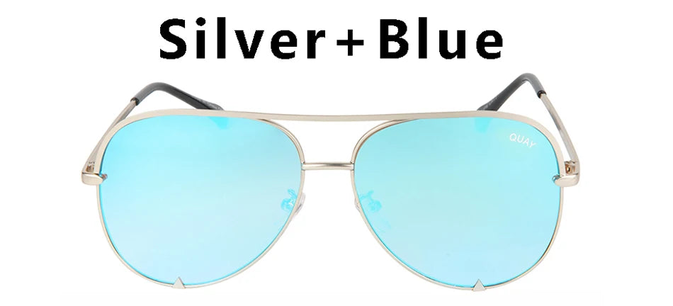 Quay Pilot Sunglasses Women Brand Design Metal Frame Mirror HIGH KEY Sun Glasses for Women Vintage Ladies Goggles For Female