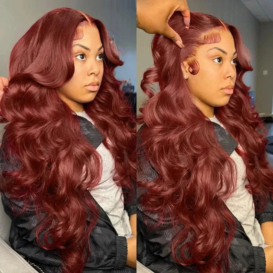 Reddish Brown Body Wave Lace Frontal Wig 100% Brazilian 13x4 Hd Lace Front Human Hair Wigs Colored Transparent Lace Wigs Woman