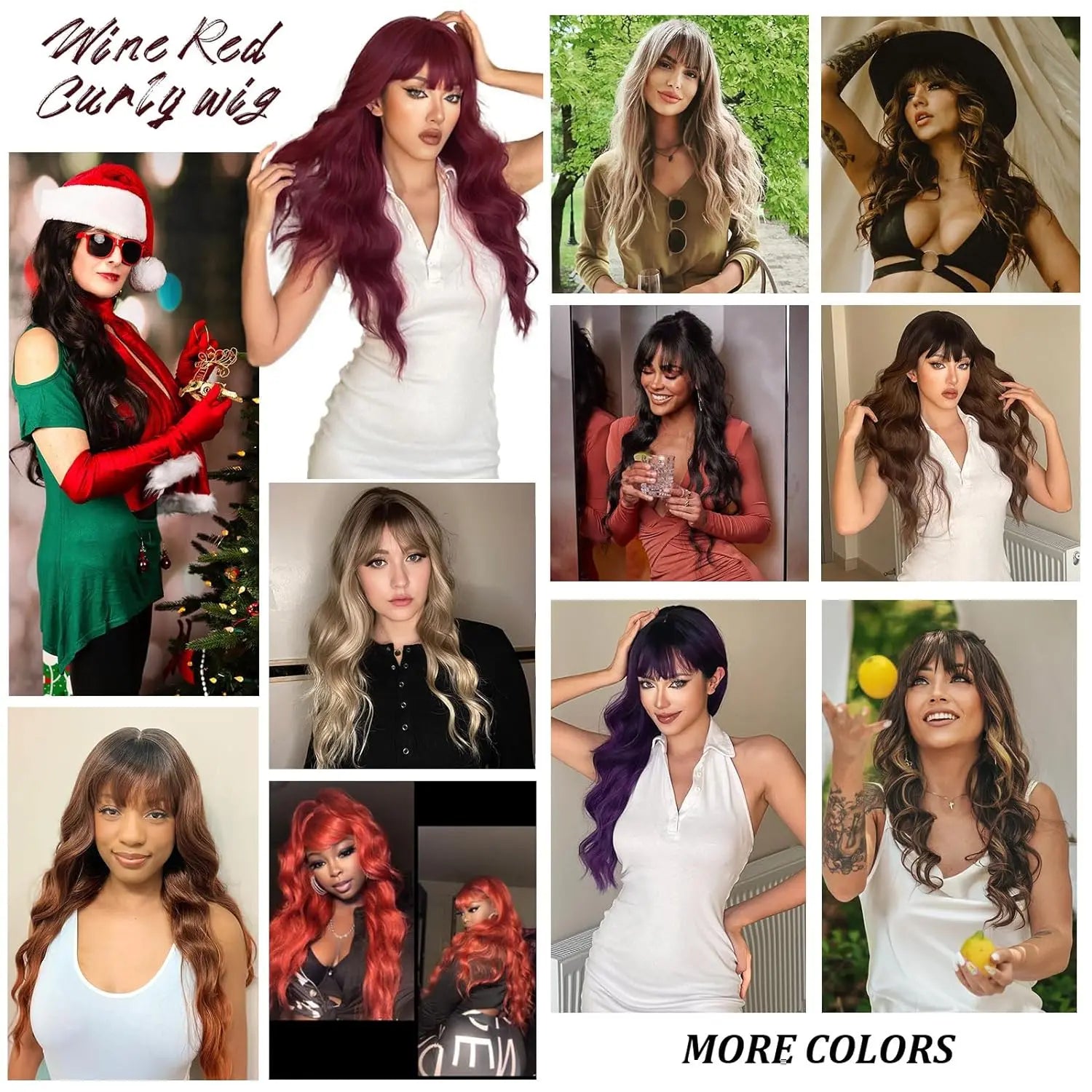 Synthetic Long Blonde Wigs with Bangs for Women Curly Wavy Hair Wigs Heat Resistant Fiber Wigs for Daily Party Use 26 Inches