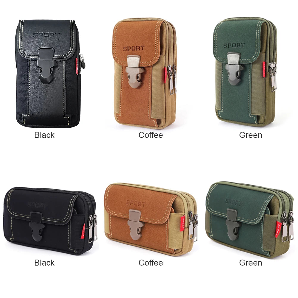 Canvas Waist Pocket Male Outdoor Fanny Bum Bag Purse Business Mobile Phone Pouch Running Pouch Travel Camping Bags