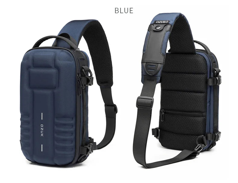 OZUKO Hard Shell Fashion Men Chest Bag Outdoor Sports Tactical Male Sling Shoulder Bag Large Capacity Waterproof Crossbody Bags