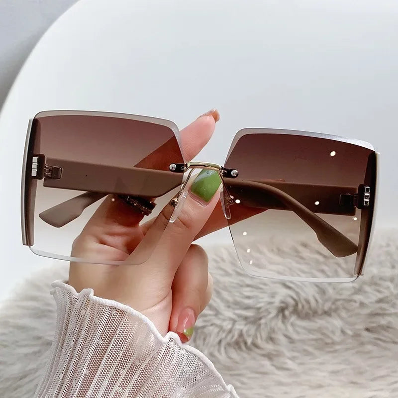 New Borderless Square Sunglasses Women's Brand Designer Fashion Sun Glasses Women Outdoor Driving Eyewear UV400 Oculos De Sol