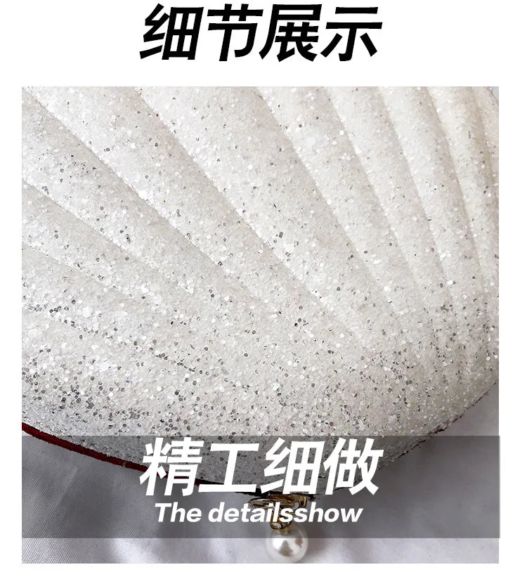Women Shoulder Handbags Shell Bag Chain Cute Sequins Small Bag Phone Money Pouch Zipper Crossbody Bags for Women Bolsa Feminina