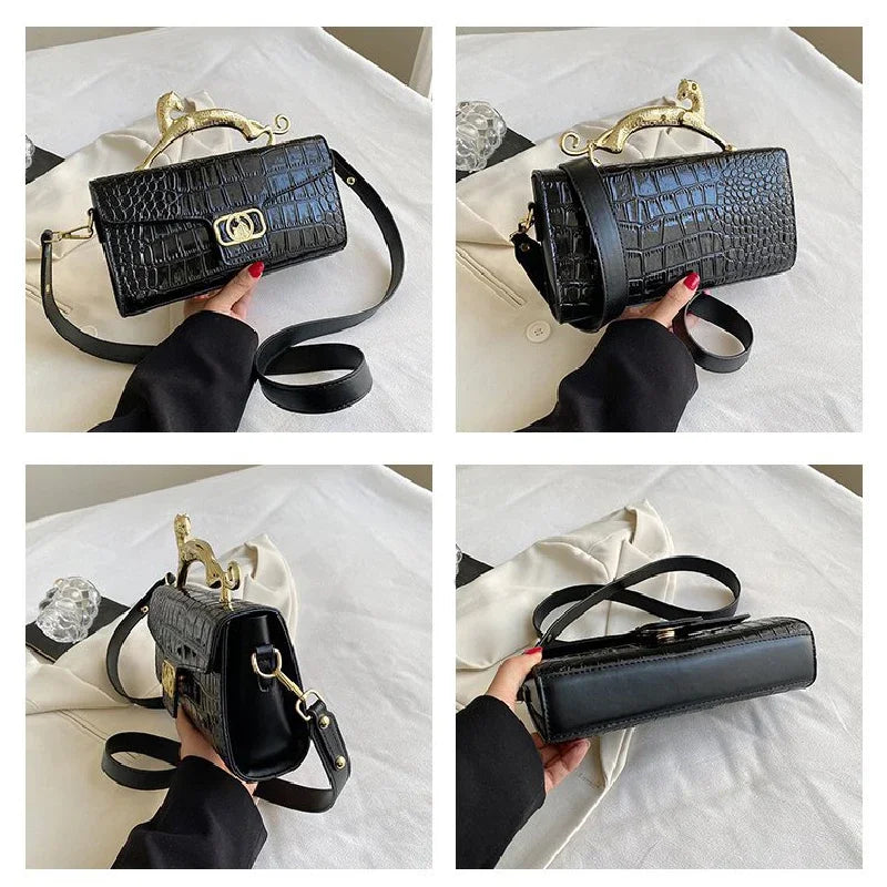 Women Luxury Brand Design Leather Shell Bag Ladies Metal Buckle Simple Fashion Shoulder Bag Party Commuting Oblique Bag