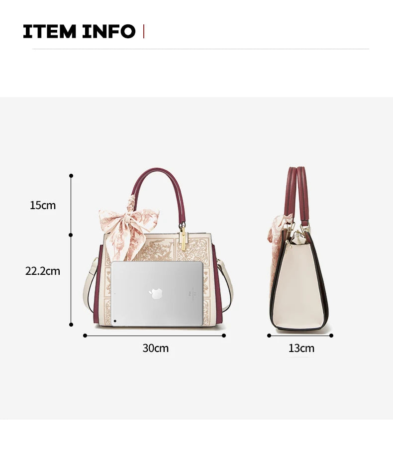 FOXER Split Leather 2025 Autumn Winter New Large Tote Handbag Women's Shoulder Bag Chinese Classic Embroidery Best Gift for Mom