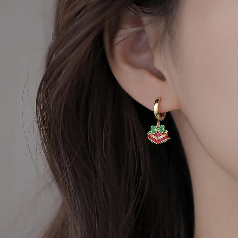 New 925 Sterling Silver Ear Needle Christmas tree/snowflake pendant Hoop Earrings For Women fashion Christmas gifts accessories