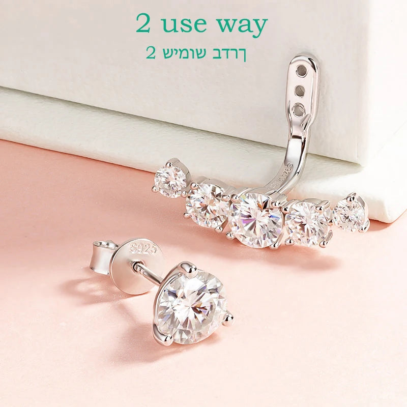 Smyoue 4.6CTTW Full Moissanite Stud Earrings for Women Sparkly Simulated Diamond S925 Sterling Silver Ear Jewelry Christmas Gift