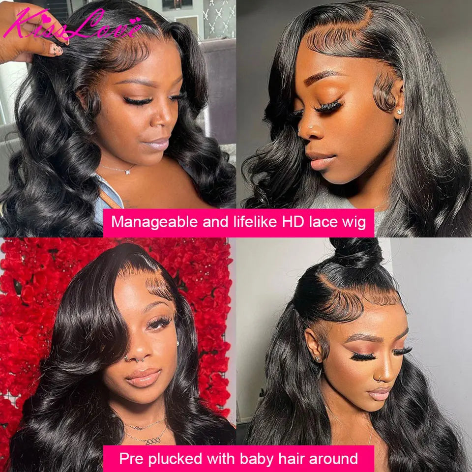 KissLove Body Wave 13x4/13x6 HD Lace Front Human Hair Wigs Pre Plucked 5x5 HD Lace Closure Wigs 360 Human Hair Lace Frontal Wig