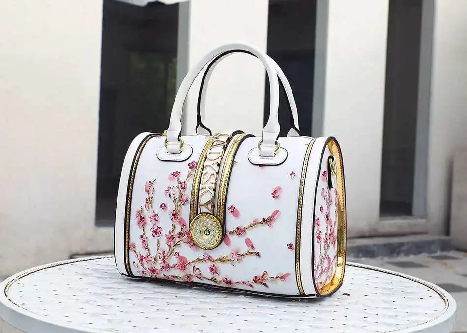 VM FASHION KISS new Top handle bag Jungle print Large-capacity Boston Handbags Women's Totes Microfiber Messenger Shoulder Bag