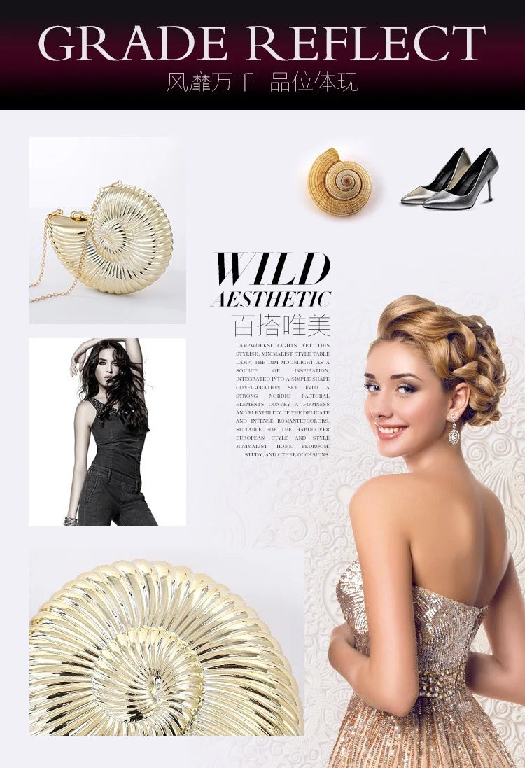 JIOMAY Personalized Fashion Conch Acrylic Bag Luxury Designer Handbags High Quality 2024 Exquisite Gold Purse Portable Shell Bag