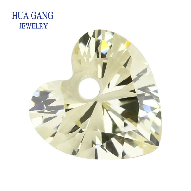 5A Single Hole Heart Shape Cubic Zirconia Stone sapphire Tanzanite aquamarine Green Loose CZ Stones Synthetic Gems Beads