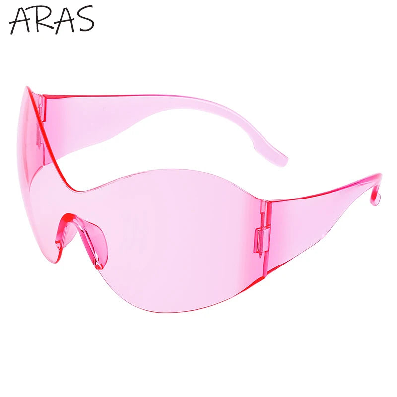 Y2K Oversized Rimless Sunglasses Women Men Luxury Brand Trend Steampunk Mask Butterfly Sun Glasses Lady Retro 2000's Punk Shades