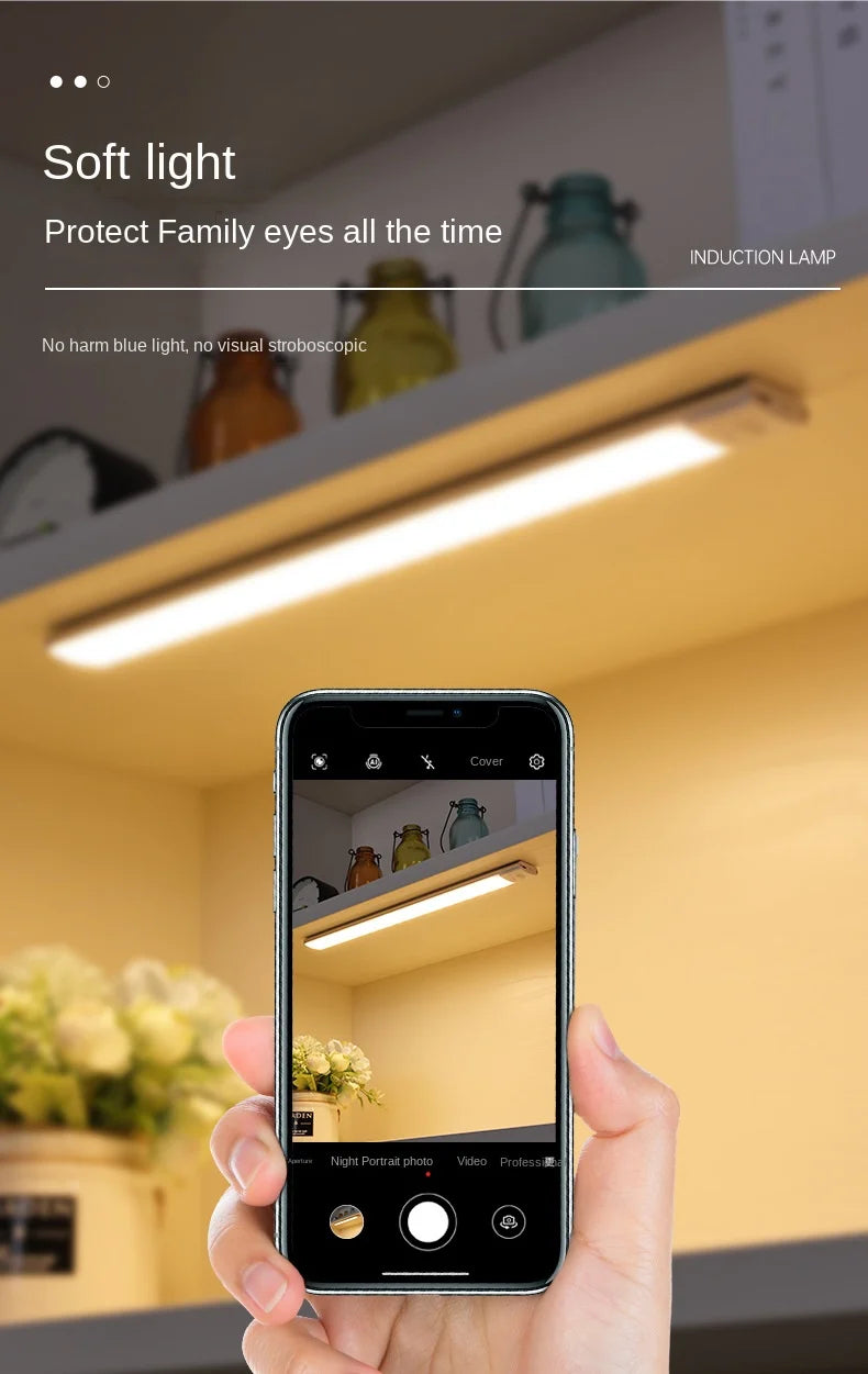 Motion Sensor Light Wireless LED Night Light USB Rechargeable Night Lamp Cabinet Wardrobe Lamp Under Backlight For Kitchen Led