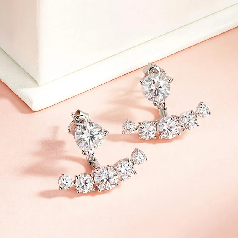 Smyoue 4.6CTTW Full Moissanite Stud Earrings for Women Sparkly Simulated Diamond S925 Sterling Silver Ear Jewelry Christmas Gift