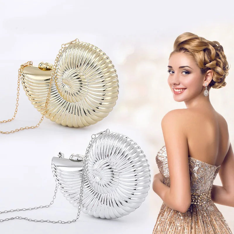 JIOMAY Personalized Fashion Conch Acrylic Bag Luxury Designer Handbags High Quality 2024 Exquisite Gold Purse Portable Shell Bag