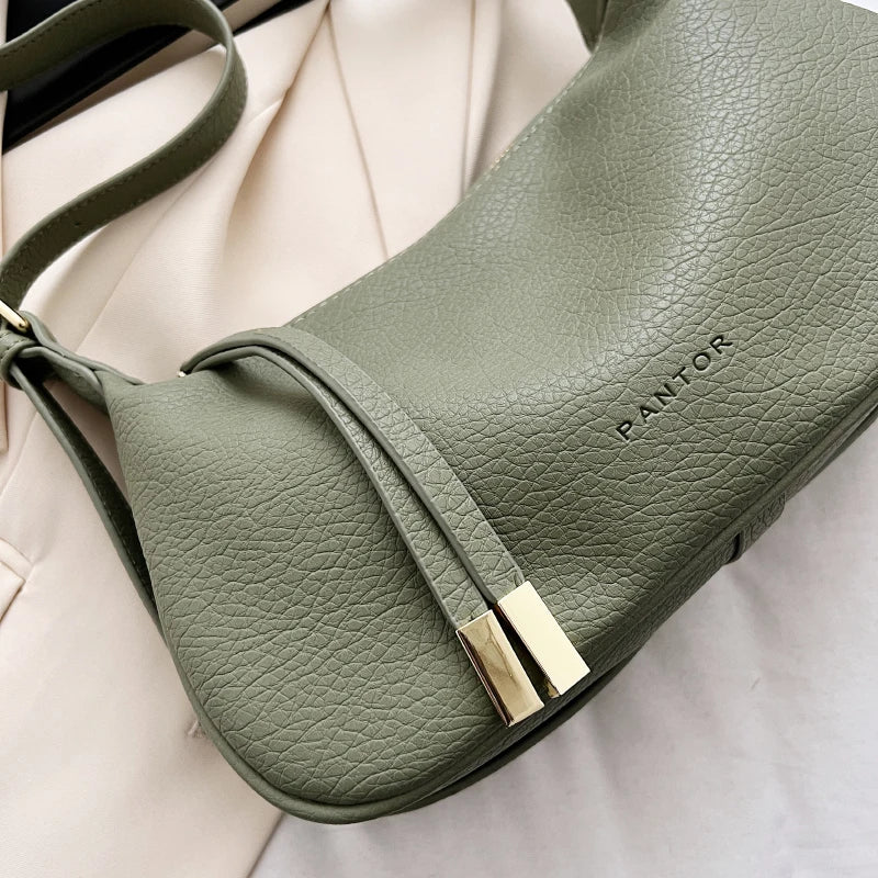 LEFTSIDE Shoulder Side Bags For Women Leather Female New 2025 Spring Trend Fashion Saddle Bag Green Handbags And Purses