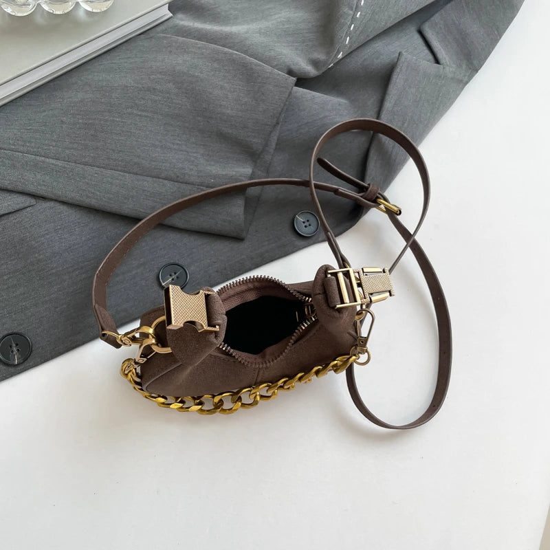 LEFTSIDE Mini PU Leather Saddle Shoulder Bag for Women 2024 Winter New Trend Y2K Handbags and Purses Females Crossbody Bags