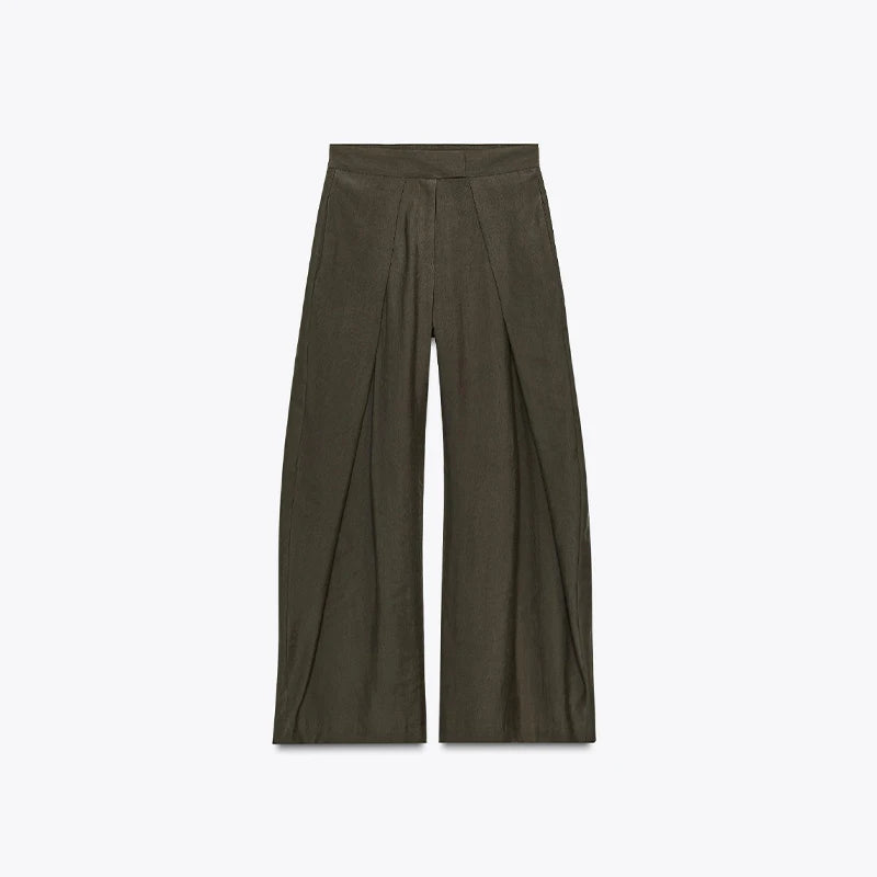 Vintage Stripe Shirt Pant Sets Women's Lapel Single-breasted Tops Front Pleated Trousers 2025 New Ladies Autumn Solid Streetwear