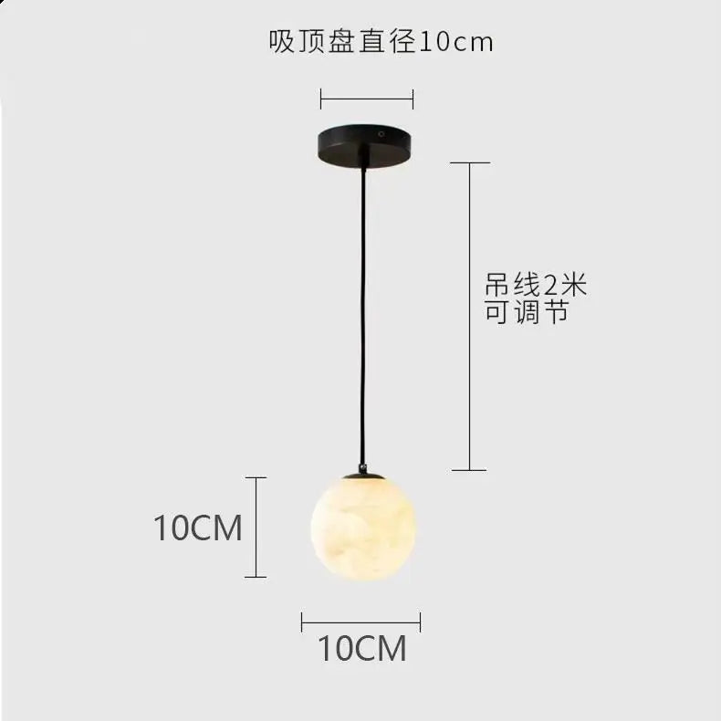 Modern Alabaster Pendant Light Round Ball Marble  Hanging Lamp For Bedroom Kitchen Island Dining Room Bedside Lights