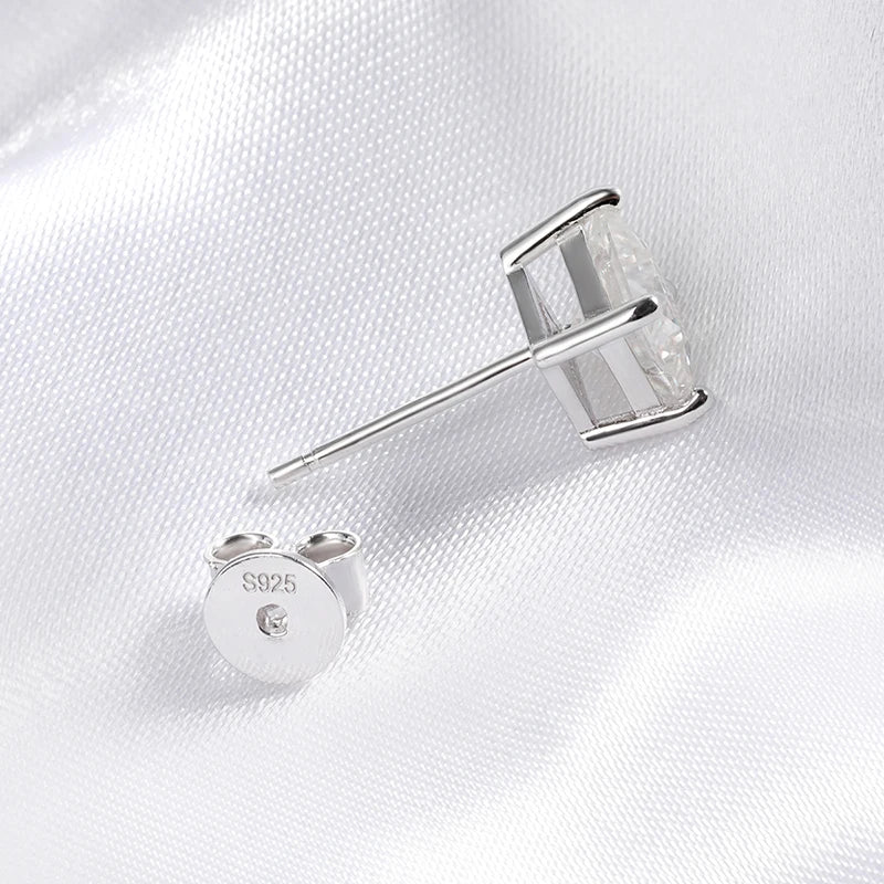 Smyoue Princess Cut 0.4-5CT Moissanite Stud Earrings for Women Men VVS Simulated Diamond Ear Studs 925 Sterling Silver Jewelry
