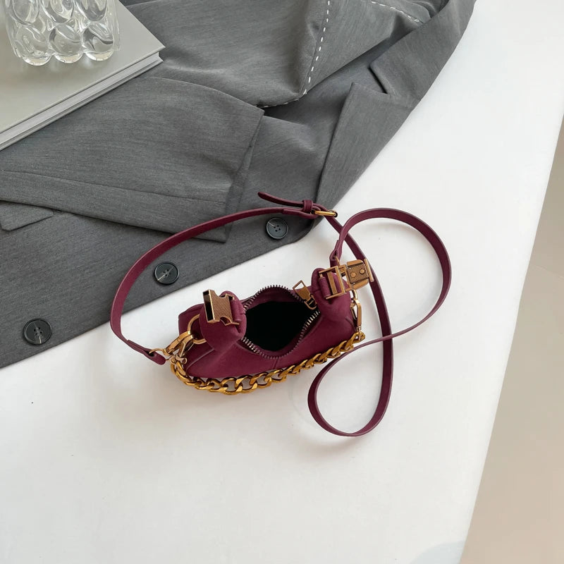 LEFTSIDE Mini PU Leather Saddle Shoulder Bag for Women 2024 Winter New Trend Y2K Handbags and Purses Females Crossbody Bags