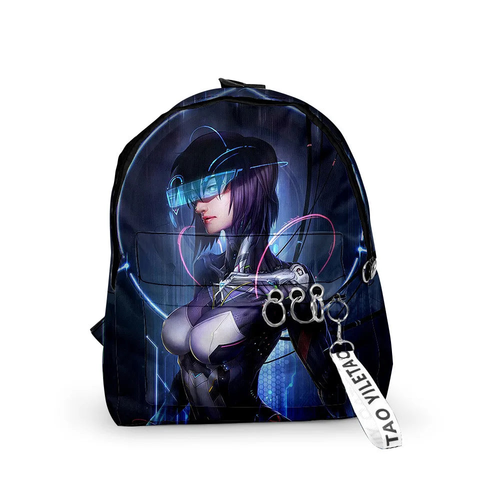 Cartoon Popular ghost in the shell School Bag Cute Small Travel Bags 3D Print Oxford Waterproof Key Chain Notebook Backpacks
