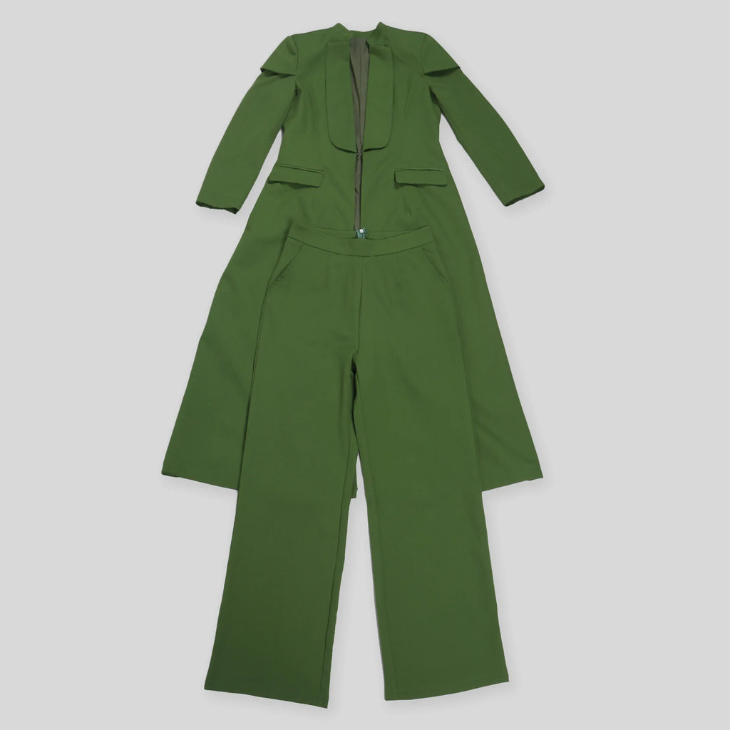 Women's Set Full Sleeve X-Long Blazer Coat+ Long Pant Suit 2025 Spring Streetwear Two 2 Piece Set Africa OL Work Outfits