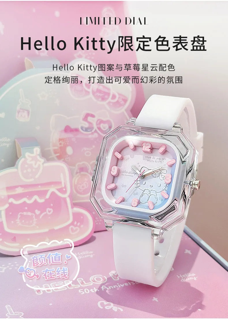ZGO Sanrio 50th Anniversary Hello Kitty Women's Watch Fashion Waterproof Quartz Watch for Students, Perfect Gift 2198