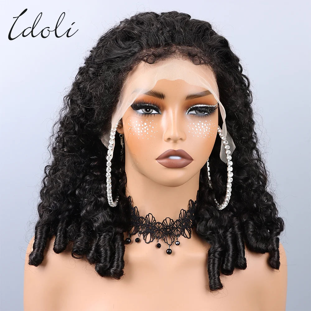 Burmese Curly Glueless Wigs Human Hair Pre Plucked 200% Density Drawstring Wig Human Hair 13x6 HD Lace Front Wigs for Woman