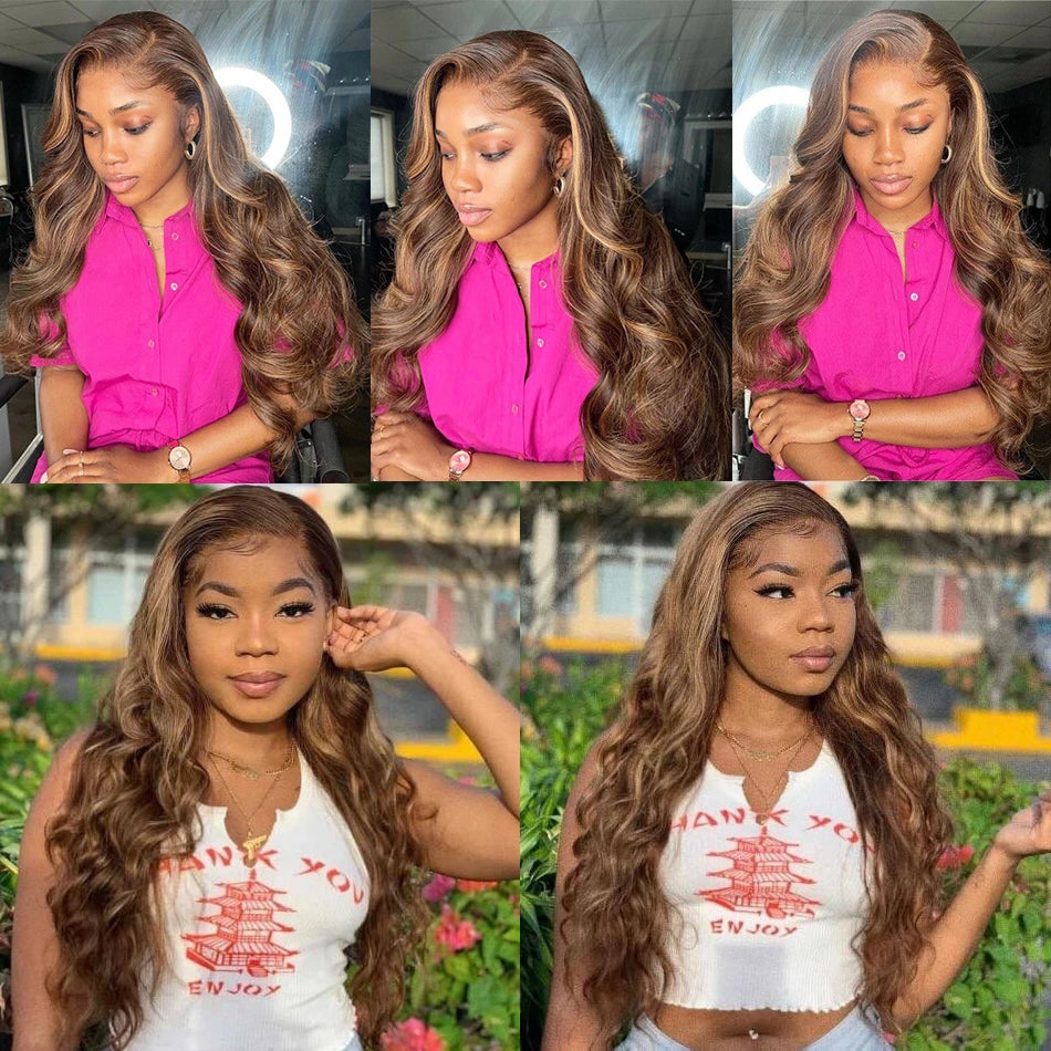Highlight Wig 100% Human Hair 13x6 Hd Lace Frontal Wig 13x4 Honey Blonde Body Wave Lace Glueless Front Wigs For Woman Brazilian