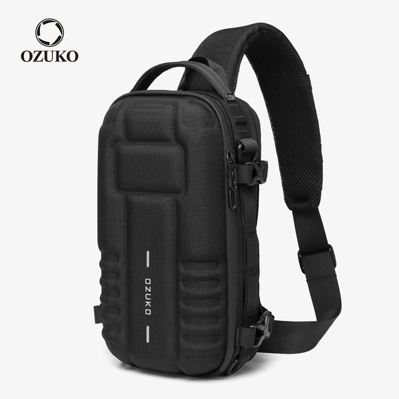 OZUKO Hard Shell Fashion Men Chest Bag Outdoor Sports Tactical Male Sling Shoulder Bag Large Capacity Waterproof Crossbody Bags