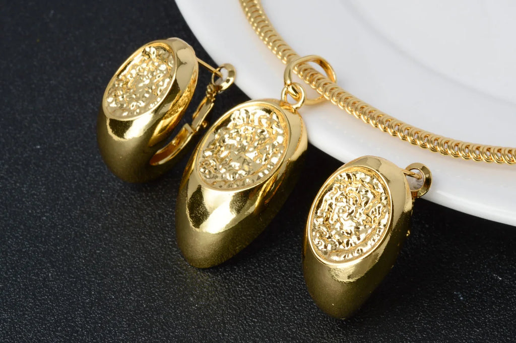 Sunny Jewelry Sets Fashion Classic 18K Gold Plated Hot Sale For Women Earrings Pendent Necklace Romantic Wedding Party