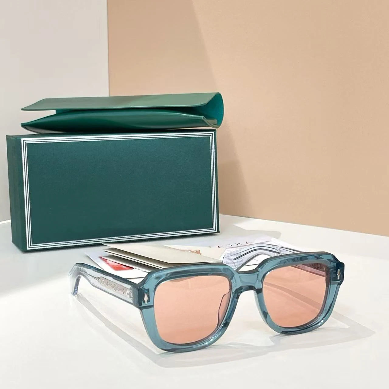 JMM HOPPER Handmade Square Acetate Japanese Designer Sunglasses UV400 – Men's Women's Vintage Photochromic Glasses with Case