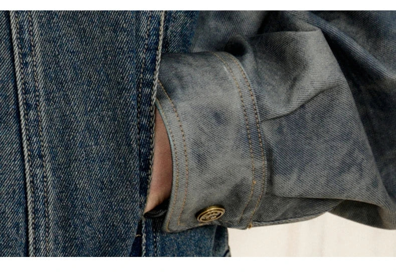 COOLHUT New Arrival Women's 2025 American Style Denim Jacket Stand Collar Color Block PU Trim Slim Fit Casual Fall Outerwear