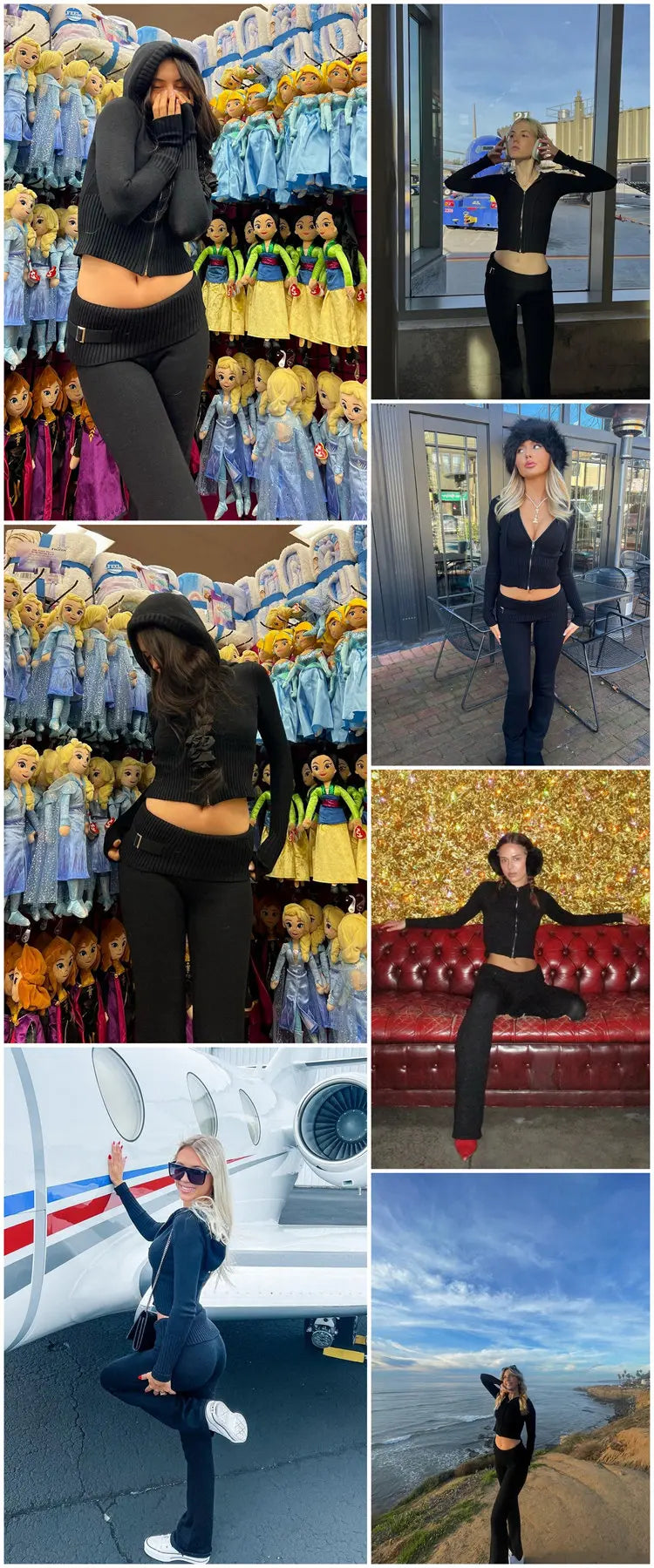 Tossy Knit Fashion 2 Piece-Set Trousers Hoodie Tracksuit Women Crop top Knitwear And Women's Pants Sets Female Trousers Outfits