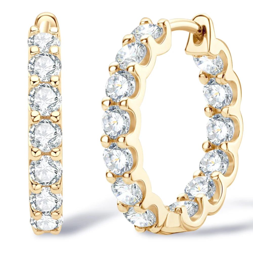 Hoops 3mm Full Moissanite Earrings Original Certified 925 Silver Plated 18K Gold Diamond Hoop Earring  for Women Wedding Jewelry